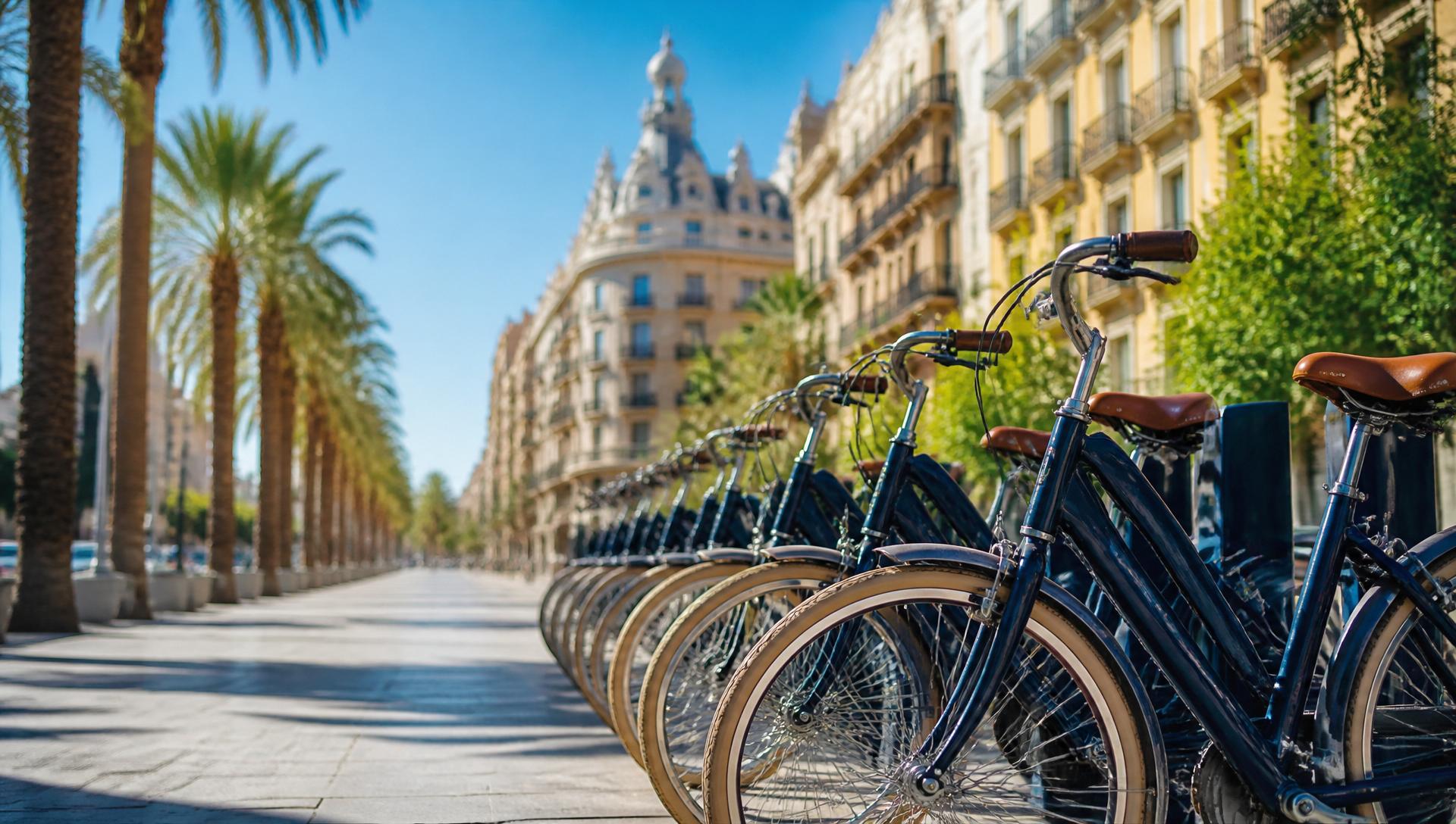 Bicicletas en una calle de Barcelona